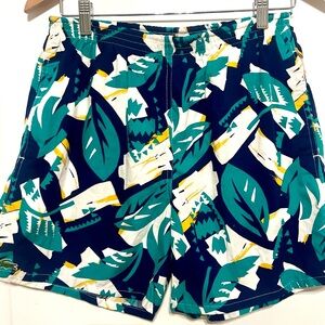 NWOT Izod Lacoste Vintage Blue Teal/Navy/Yellow Swim Trunks - Size Medium